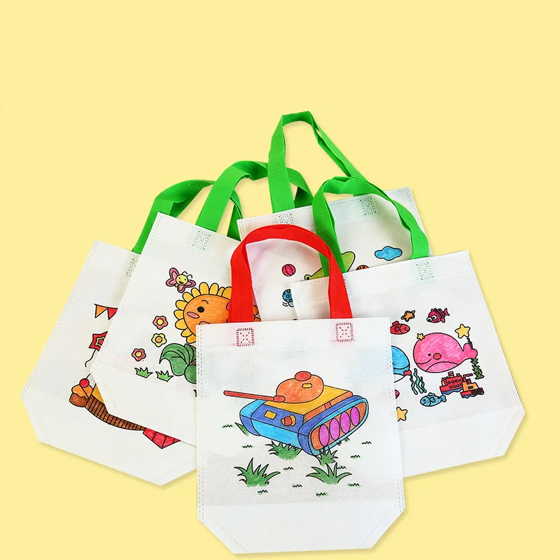 

graffiti bag coloring DIY bag graffiti Kid's environmental protection hand-painted bad words material non-woven graffiti tape