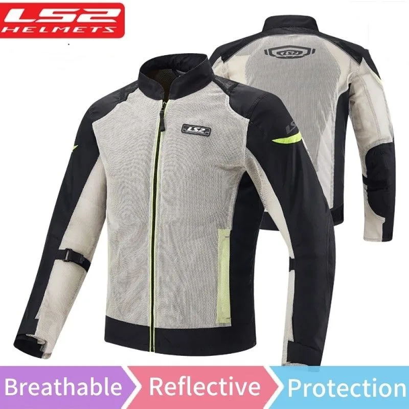 LS2 Summer Polyester Motorcycle Jacket Armor Men CE Certified Motorcyclist Racing Jacket Clothing Women Motocross Body Armor