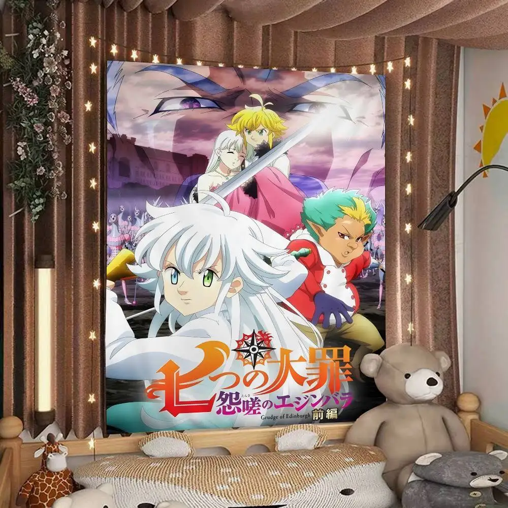 الخطايا السبع المميتة المعلقة نسيج البوهيمي اليابانية قماش مزخرف جداري أنيمي Kawaii ديكور الغرفة #1