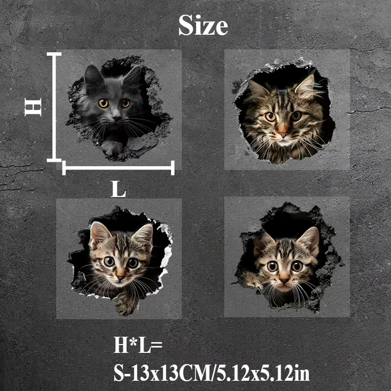 1PC 2D Effect Kitten Vinyl Stickers Waterproof Cat Animal Decals For Motorcycle Fuel Tank Car Window Bumper Decor