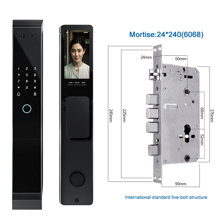 001 Fully Automatic Anti-theft TTlock 3D Face Smart Locks WiFi Facial Recognition Camera Video Intercom Fingerprint Door Lock