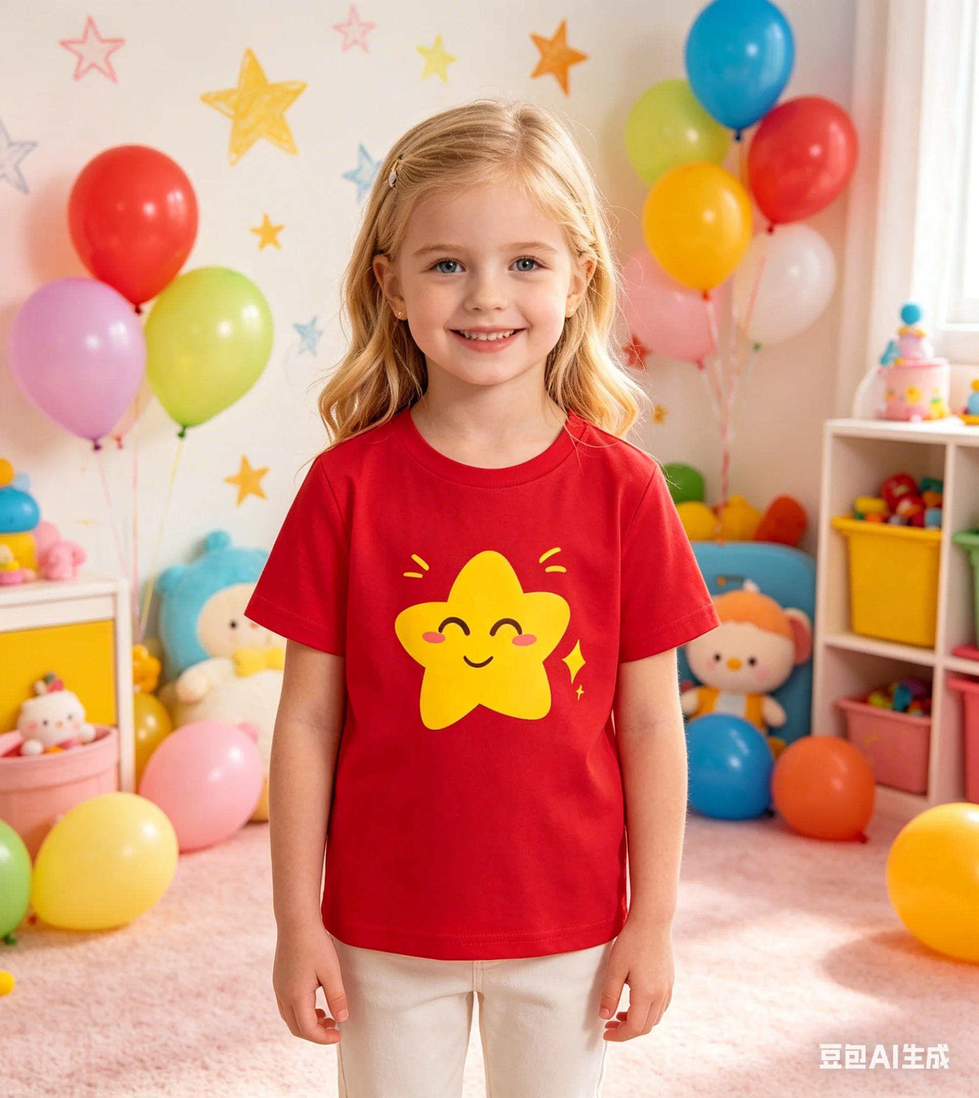 Children's Cute Star Print Short-Sleeved T-Shirt Casual Simple Style Summer Daily Wear for Kids Going out
