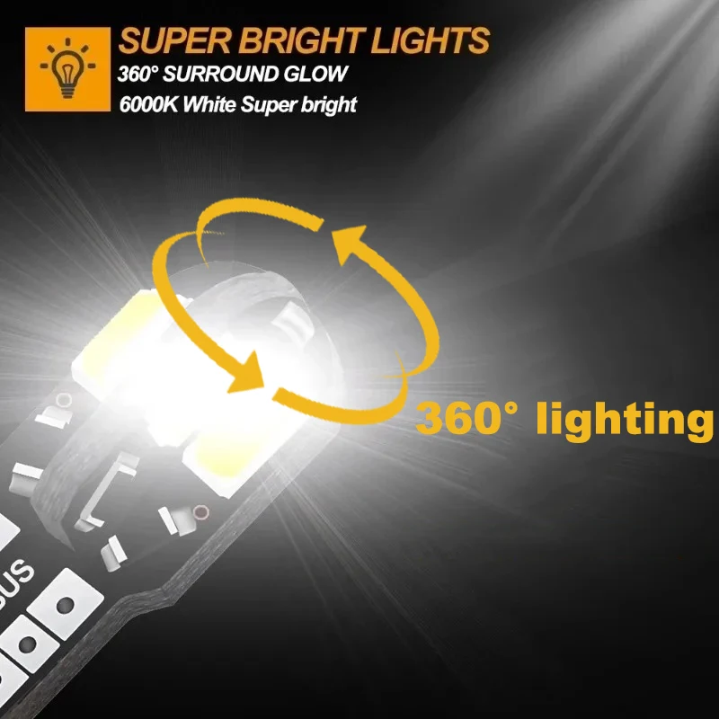 Lampu LED Mobil T10 W5W LED Canbus Tanpa Kesalahan Super Terang Lampu Interior Mobil SMD Lampu Otomatis Putih Amber Merah Lampu Baca Dome