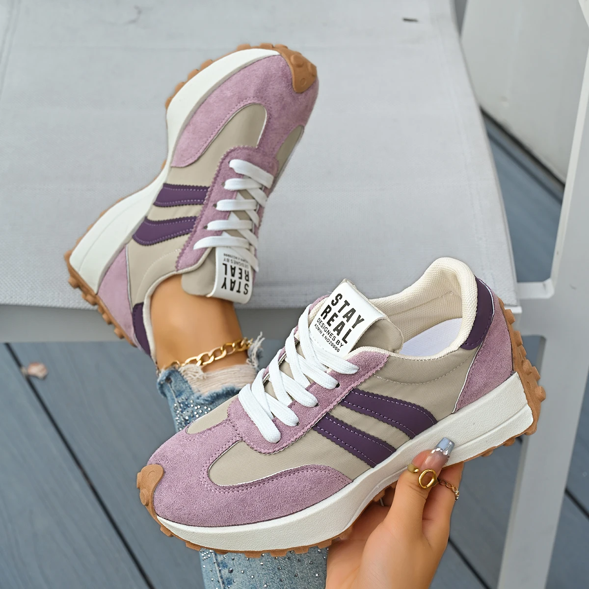 أحذية نسائية ربيعية قابلة للتنفس مقاس كبير أحذية رياضية سميكة القاع أحذية رياضية كاجوال شبكية مريحة مقاس كبير أحذية رياضية نسائية Zapatos De Mujer