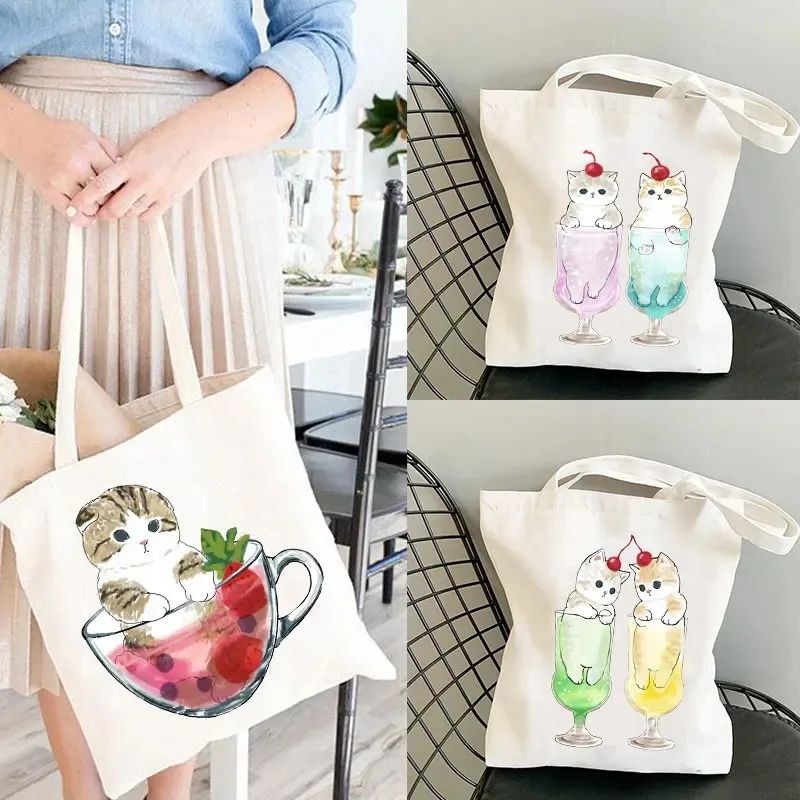 

Cute Printed Shoping Bag Harajuku Kawaii Y2k Women's Shopping Designer Handbags Shopper Anime Tote Bag Foldable Shopping Bag