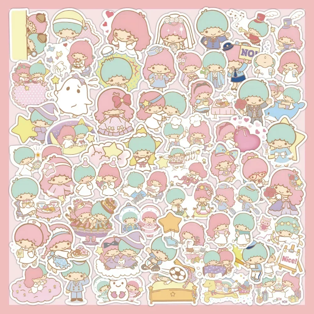 Kuromi Cinnamoroll Minha Melodia Olá Kitty Pochacco PomPomPomPurin Pouco Twin Star Sanrio Adesivos, Não-repetindo, 60pcs