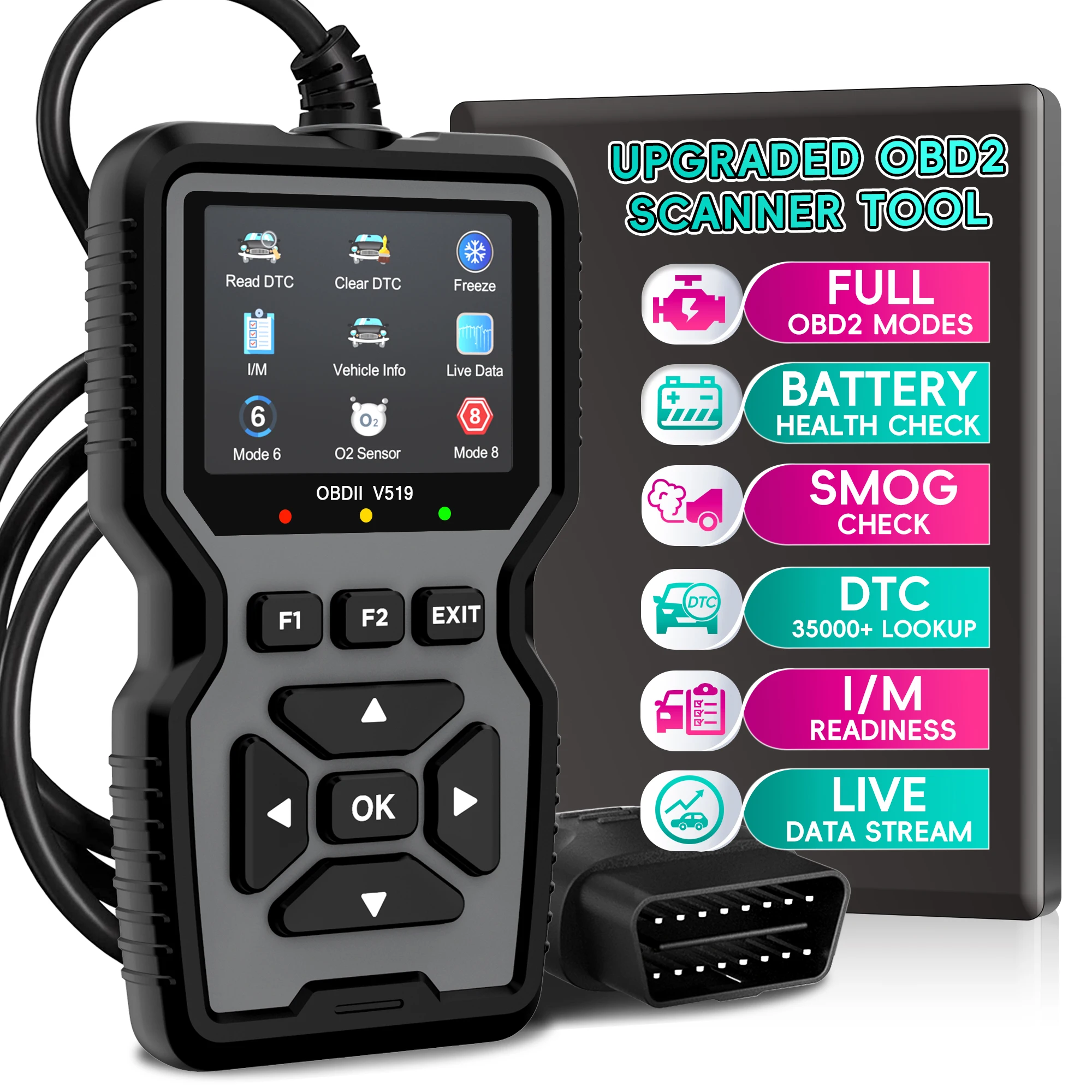 

OBD2 Scanner Diagnostic Tool, Check Engine Light Code OBD2 Reader with Reset, I/M Readiness,Support All Vehicles After 1996