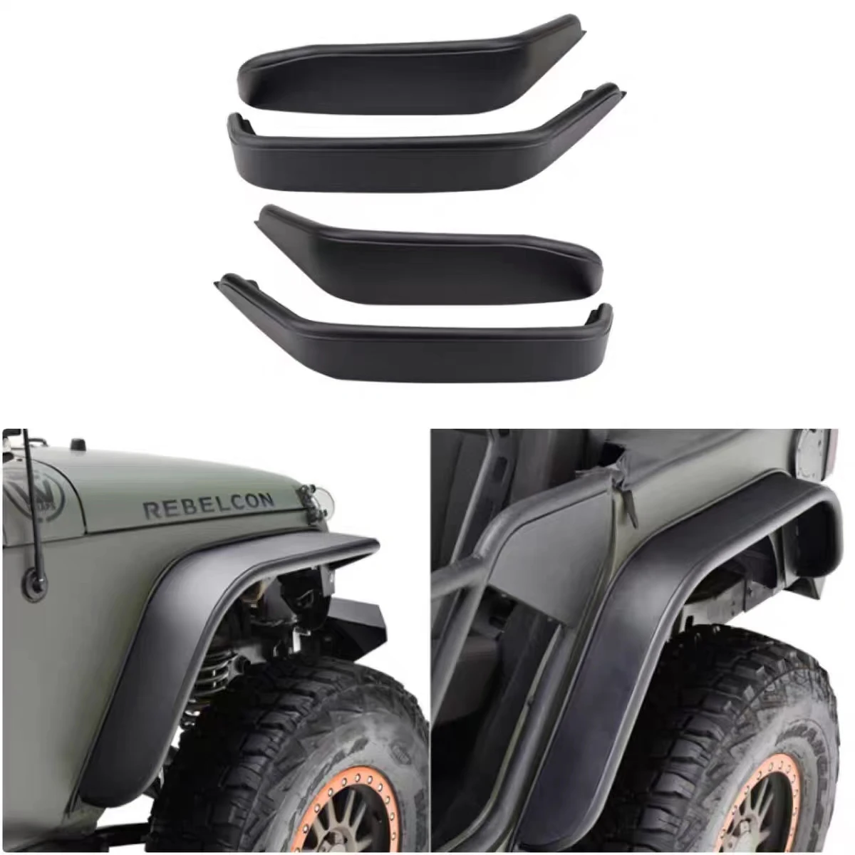 Fender Flares Front+ Rear Poison Spider Style For Jeep Wrangler JK 2007--2017 J067 LantSun