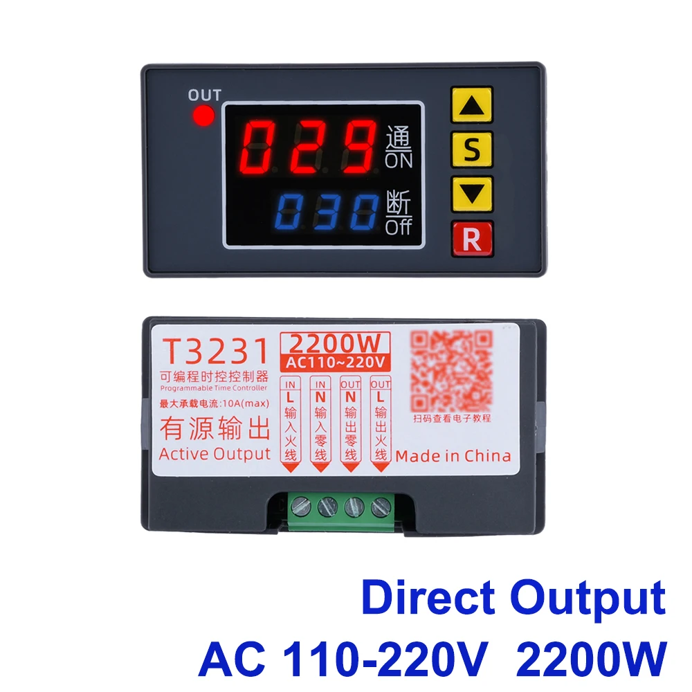 AC 110V-220V 12V/24V Cycle Time Timer Delay Relay T3231 Dual Digital Display Timing Adjustable 0-999 Power Supply Thermolator