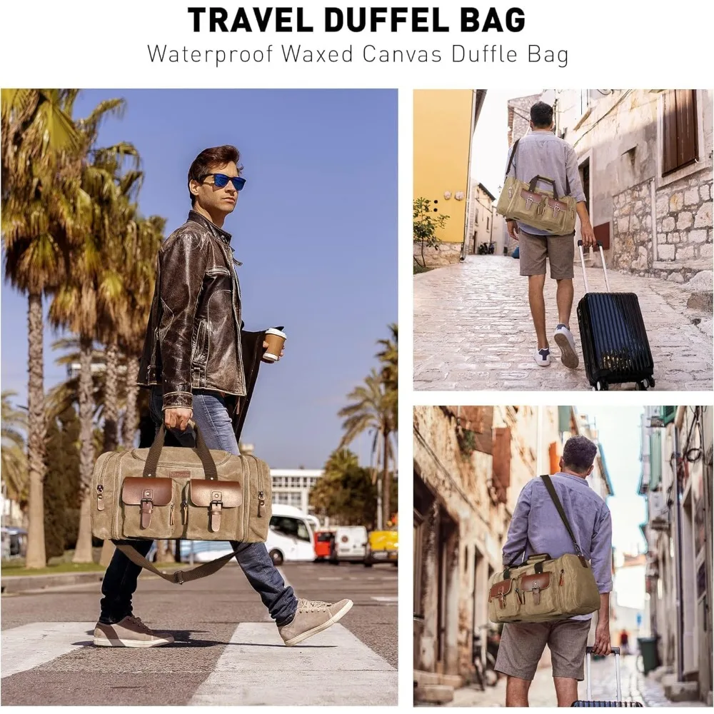 حقيبة قماشية مقاومة للماء سعة 60 لترًا - حقيبة سفر ليلية بسعة كبيرة في عطلة نهاية الأسبوع للمغامرة الخارجية