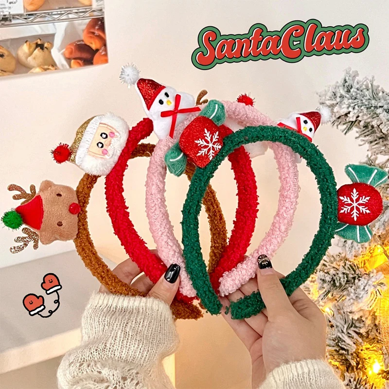 Christmas Cute Plush Hair Bands Christmas Decorative Headbands Teenage Girls Versatile Wash Face Make-up Hair Accessories Gifts