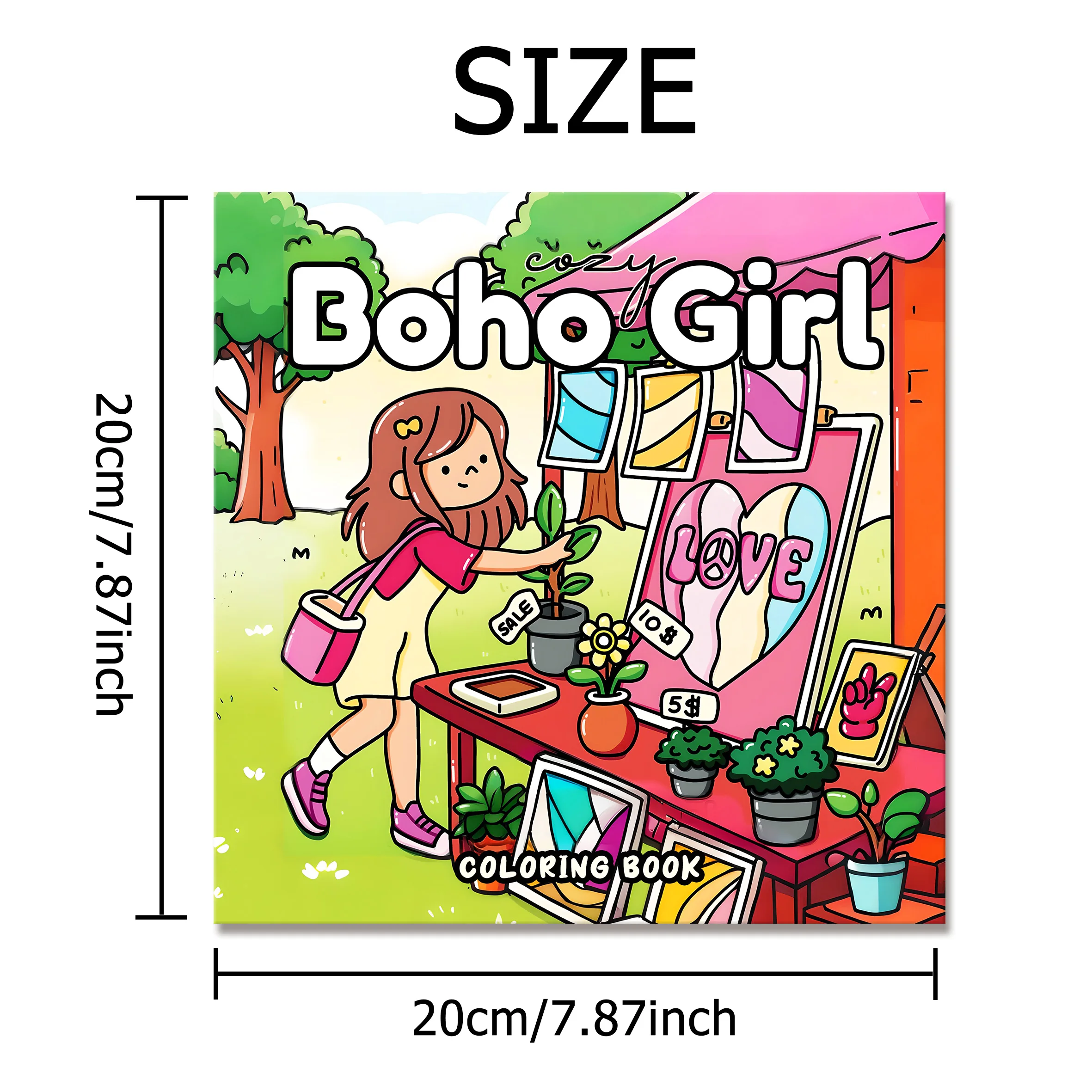 BOHO GIRL: Coloring Book for Adults Featuring Cute Cozy Daily Activities for Relaxation (Cozy Spaces Coloring)