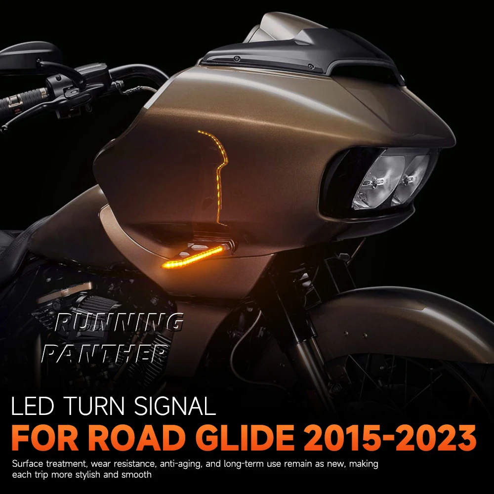 

2015-2023 для Harley Road Glide FLTRX FLTRK FLTRU мотоциклетный боковой светодиодный указатель поворота, черные плавные огни, двойные мигающие лампы