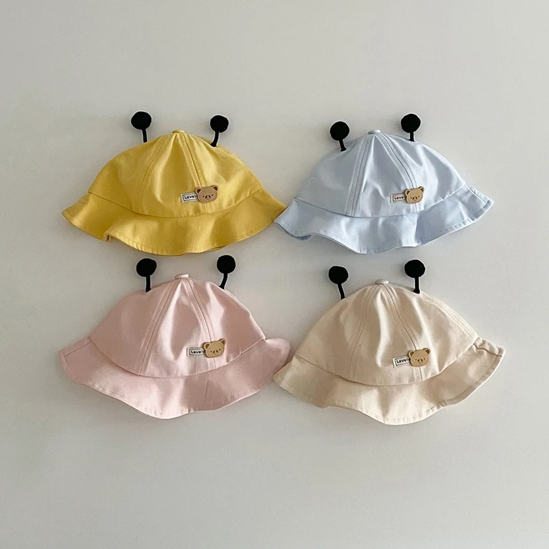

Korean Cartoon Bear Baby Bucket Hat Summer Outdoor Baby Boys Girls Cap Beanies Soft Toddler Kids Panama Sun Hats