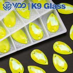 VDD Neon Lemon Pear K9 Glass Sewing Crystals AAAAA Sew On Rhinestones Flatback Stones For DIY Crafts Clothes Decorations Dress