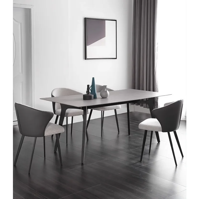

Slate dining table simple modern rectangular household small apartment table dining table and chair combination