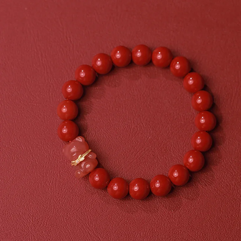 

Mencheese Natural Raw Ore High Content Cinnabar Red Sand Bracelet Salt Source Aged Bracelet Women's Gift for Girls