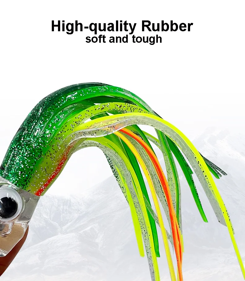 17/24cm 42/81g Big Head Octopus Luya Fishing Lure Squid Skirt Bait Big Game Drag Fishing Swimbait Marlin Tuna Trolling Lure Sea - Image 2