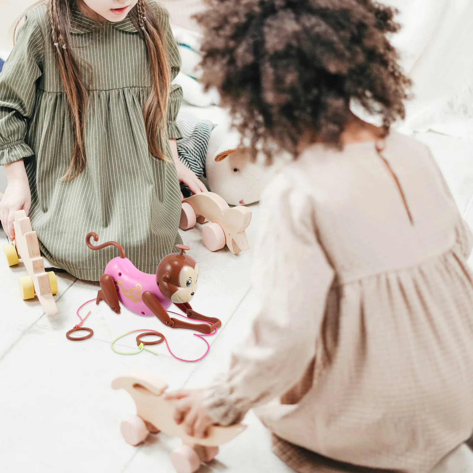 การ์ตูนเชือกเปลของเล่นแขวน Interactive Baby ดึงลวดตรัสรู้ Sensory พลาสติก DIY