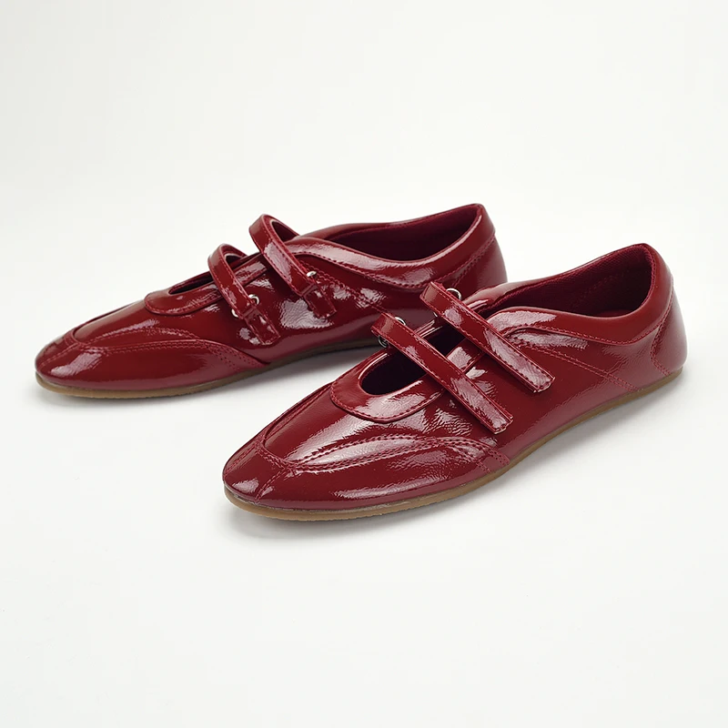 Bailarinas zapatos rojos para mujer cómodos de cuero Pu ropa de calle informal zapatos planos de diseñador primavera otoño mocasines poco profundos
