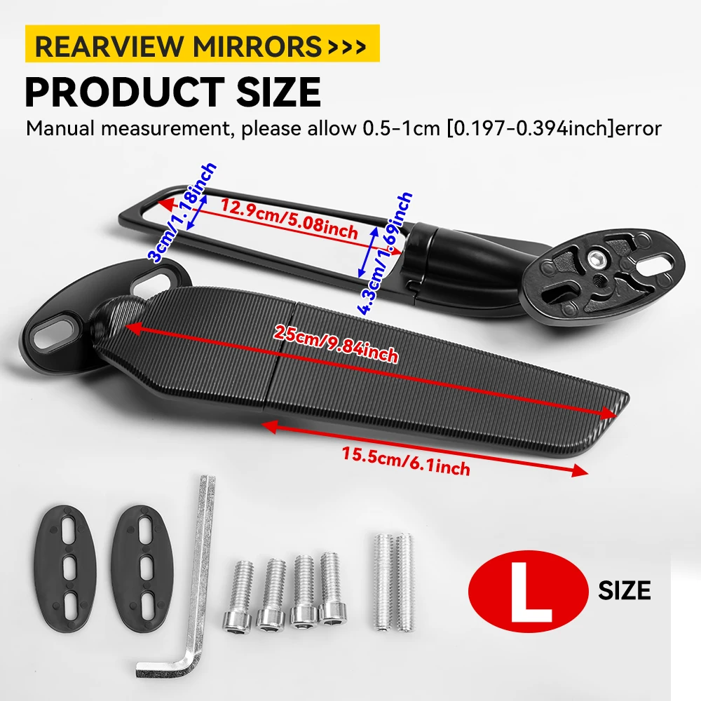 For KAWASAKI NINJA 300 250 400 650 H2 H4 Modified Motorcycle 2PCS CNC Rearview Mirrors Wind Wing Adjustable Rotating Side image 3