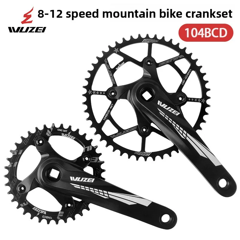 

WUZEI Mountain Bike crank Sprockets 170/75mm Square Hole Crank 30/32/34/36/38/40/42/44/46/48/50/52T Sprocket 104BCD MTB Parts