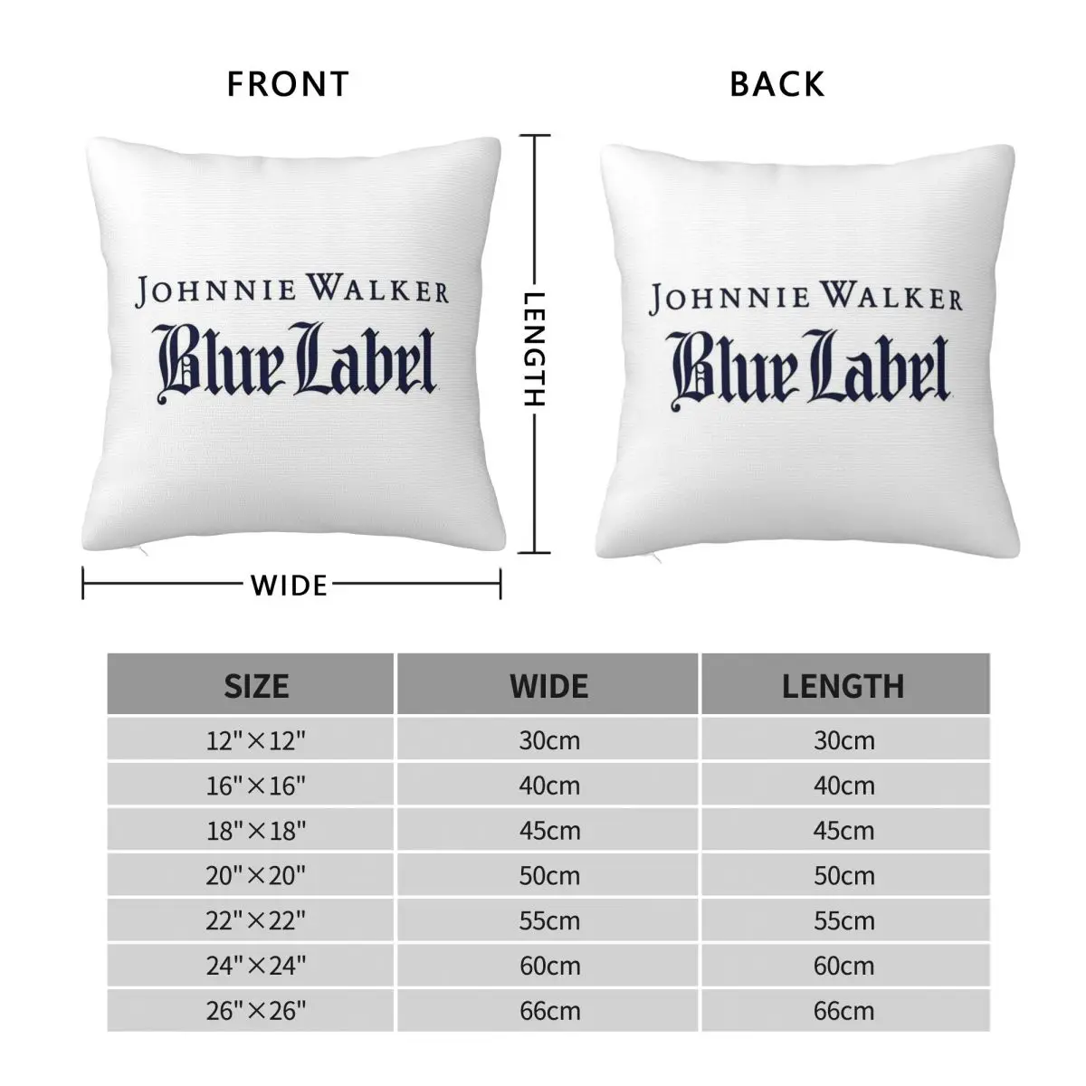 Johnnie Walker Blue Label Pillowcase Polyester Linen Velvet Pattern Zip Decor Pillow Case Bed Cushion Cover