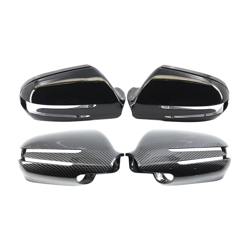 

1 Pair Black/Carbon Fiber Car Rearview Mirror Covers 2198102576, 2198100115 for Mercedes Benz E-Coupe, CLS CLC SL SLK Class