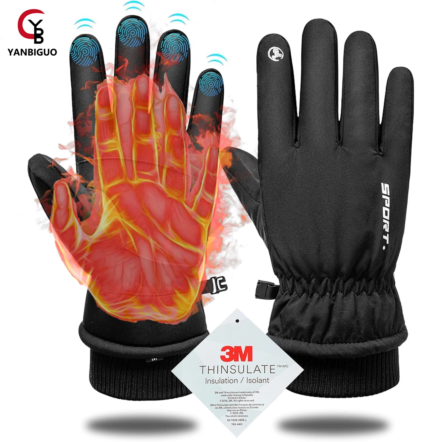 

YANBIGUO Winter Ski Gloves Thickened Cold -20°f Non-slip Waterproof TouchScreen Gloves Extended Wrist Riding Glove Men Women