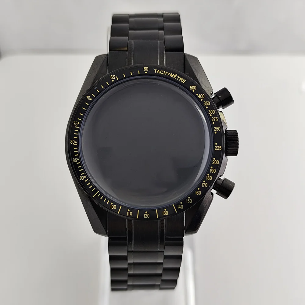 Cassa VK63 da 39,7 mm VK64case Cinturino in acciaio inossidabile da 20 mm Adatto per movimento al quarzo VK63VK64 adatto per cassa nera con quadrante da 32,5 mm