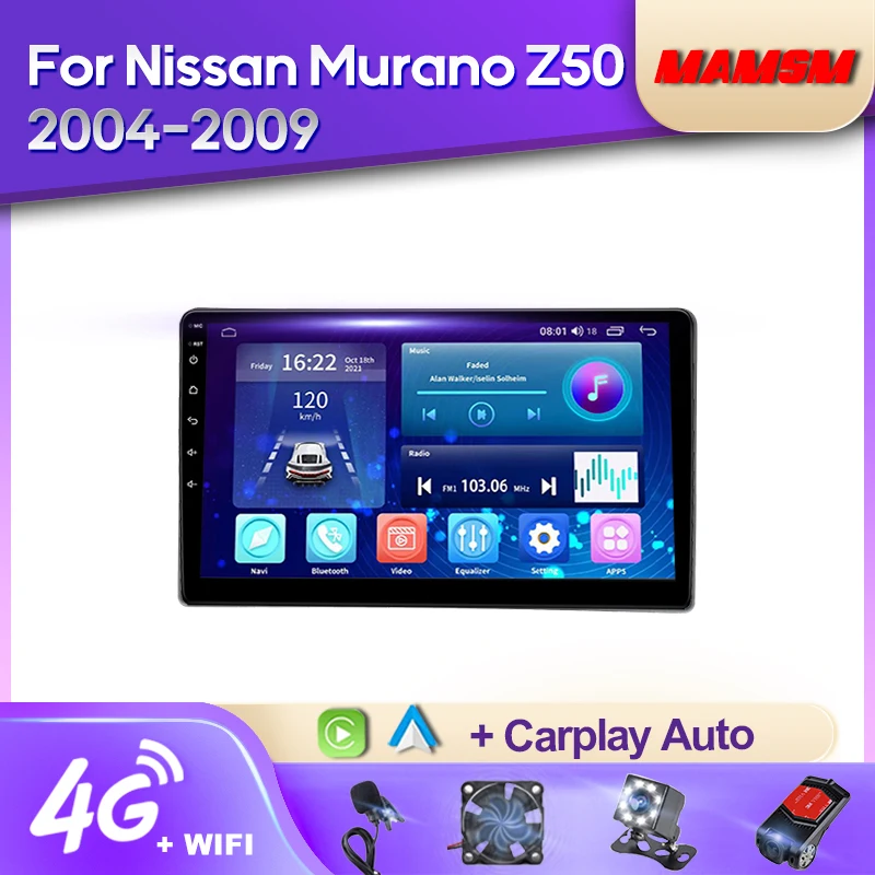 MAMSM Android 12 2K Car Radio For Nissan Murano Z50 2004-2009 Video Multimedia Bluetooth Player Navigation 4G GPS Carplay stereo