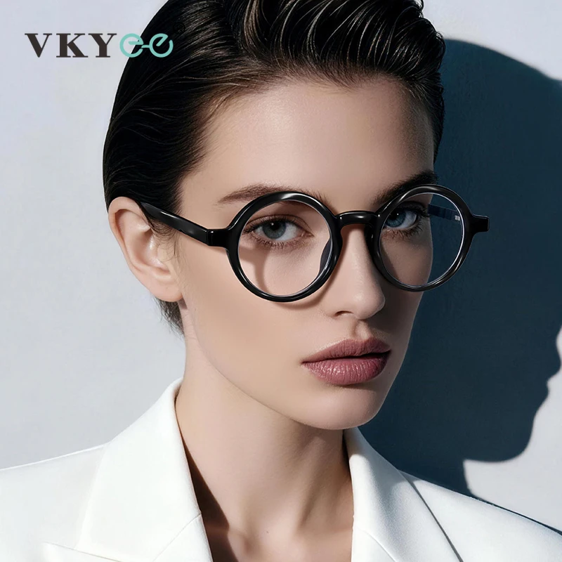 VICKY  Fashion Minimalist Geometric Round Frames Design Women's Anti-blue Light Reading Glasses Customizable Prescription LS094