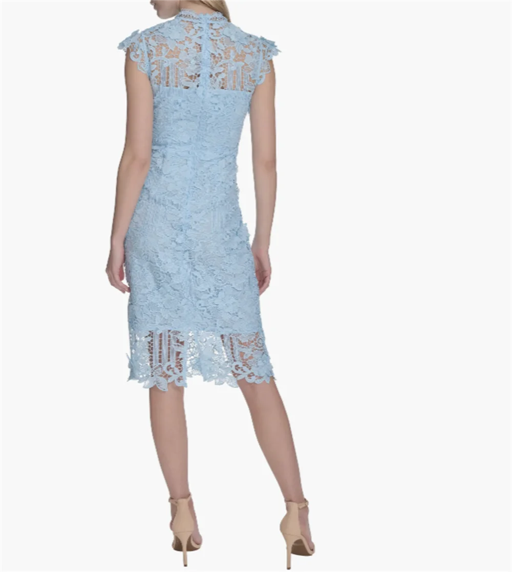 فستان سهرة نسائي دانتيل مزين بالزهور بدون أكمام فستان حفلة موسيقية برقبة دائرية فستان رسمي أنيق لحفلات الكوكتيل حسب الطلب #3