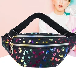 Leaf Printed Female Waist Bags Large Capacity Fanny Pack Men's Belt Bag Women Fashion Casual Canvas Travel Banana Bags