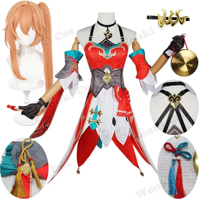 

2025 New Guinaifen Costume Wig Pony Tail Hair Star Rail Costumes Gui Nai Fen Cosplay Dress Boots Shoes for Women Part AA