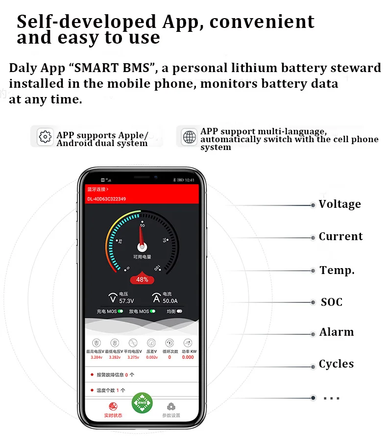 48v 170Ah LifePO4 Battery With Bluetooth BMS Customize CAN RS485 BUS for Solar System