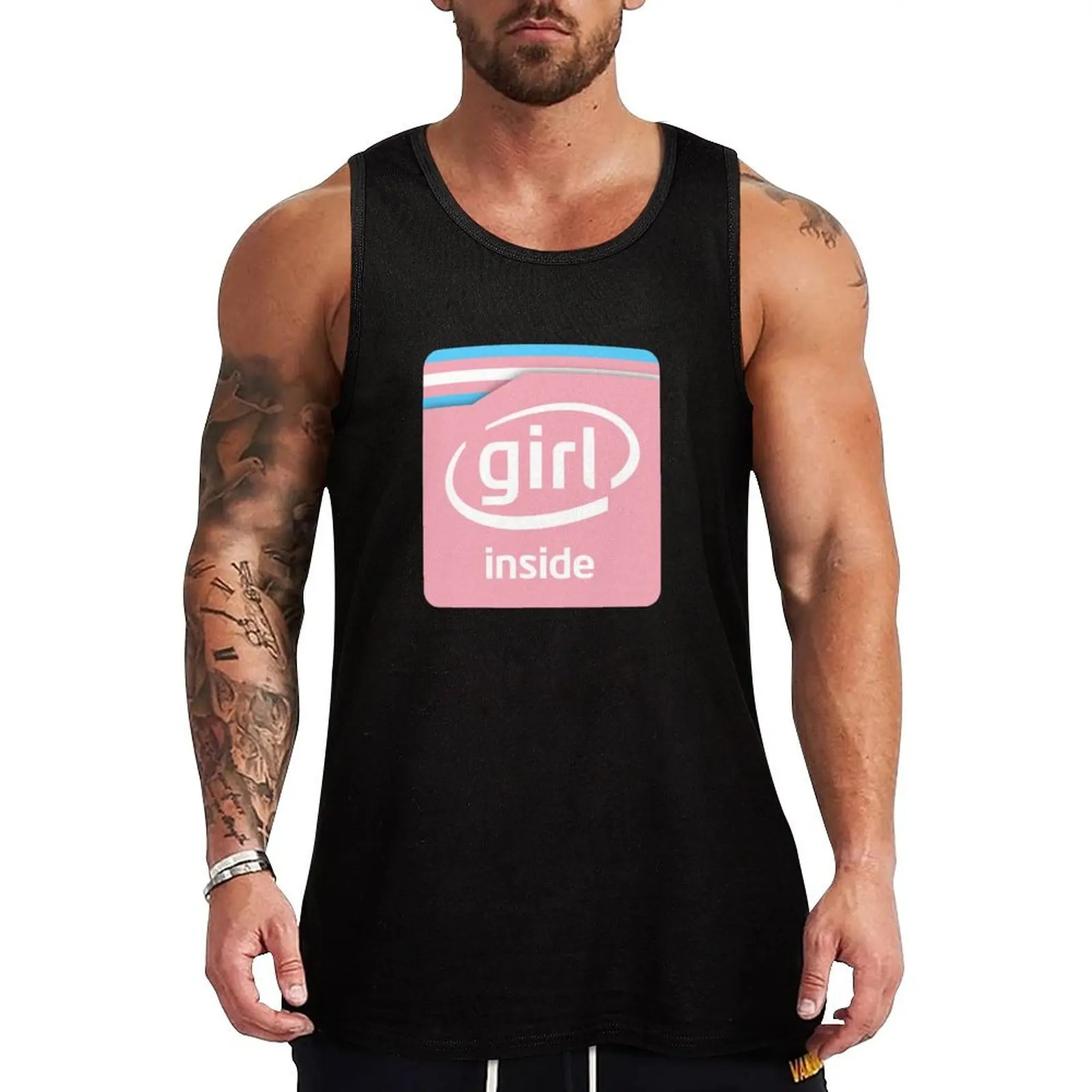 

Girl Inside Tank Top male top Men's gym Men sleeveless tee T-shirt men