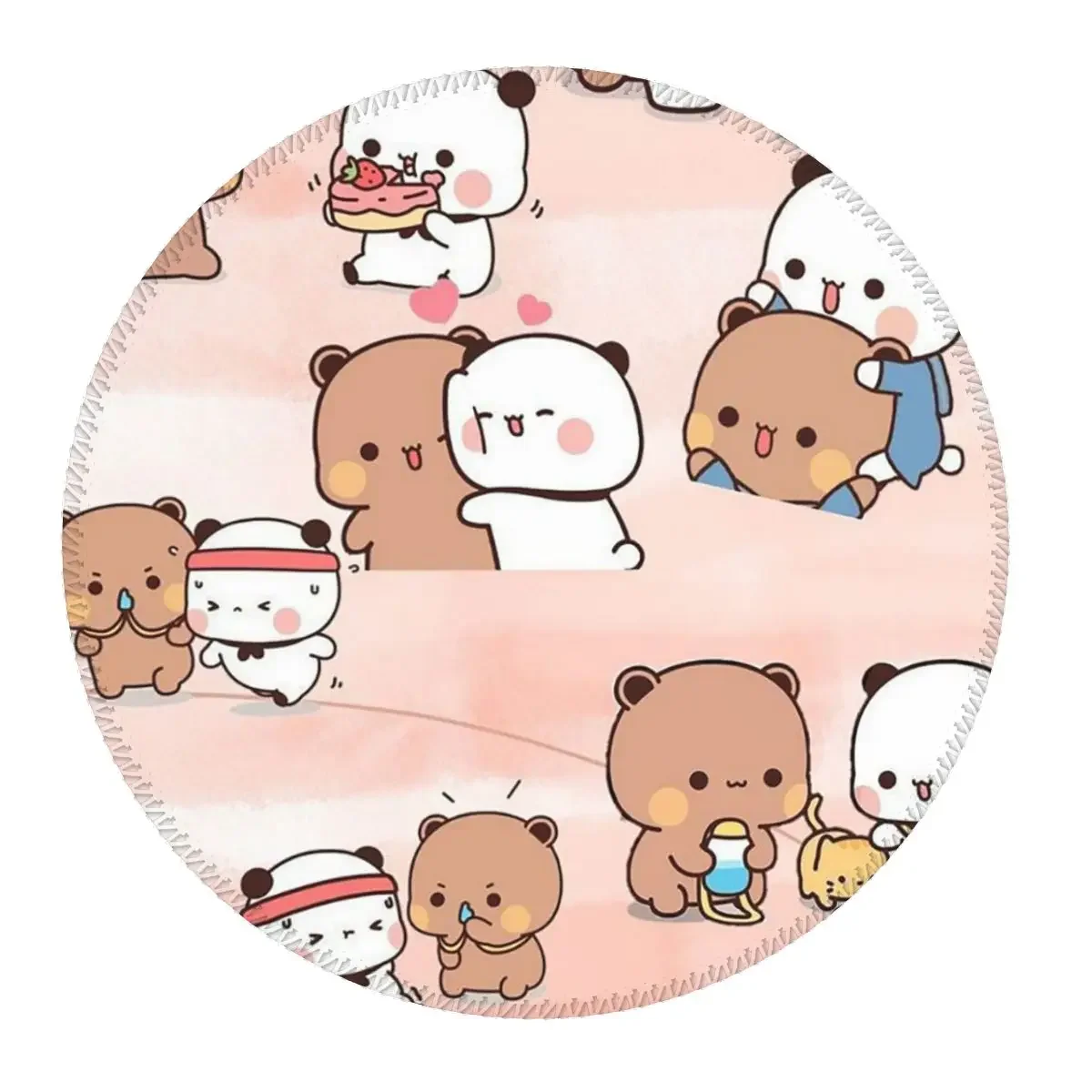 Bubu Dudu Panda Bears Cartoon Round Mouse Pad Computer Keyboard Mouse Mat Gamer Laptop Desk Mat Office Accessories Table Mats