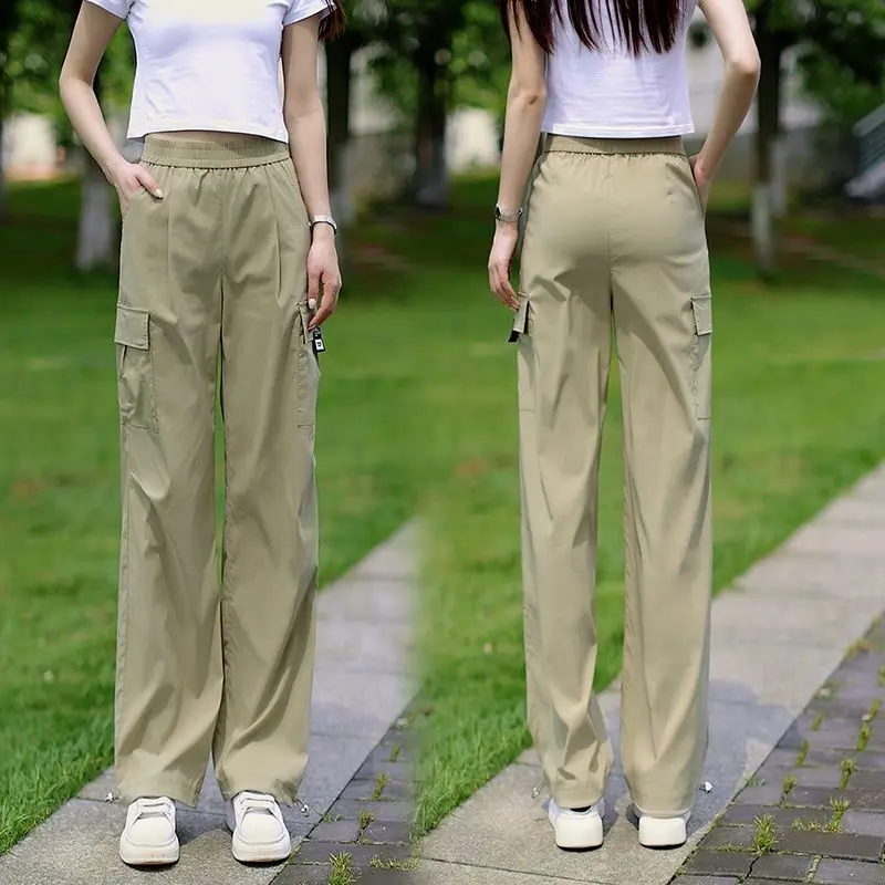 American Overalls Pants Women 2026 Quick-Drying Summer New Fashion Harem Trousers Female Thin High Waist Sports Casual Pants