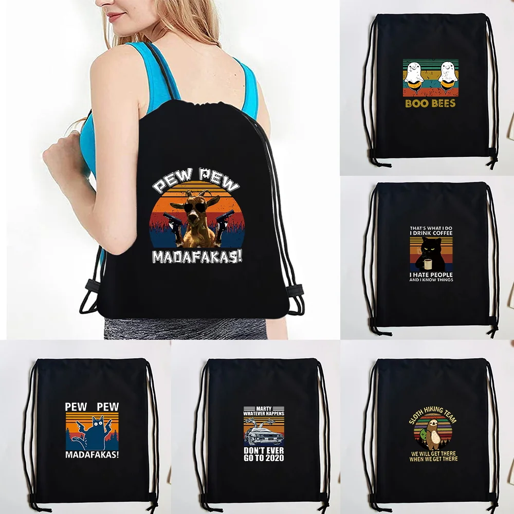 

Рюкзак на шнурке с милым узором, маленький, многоразовый, для путешествий, минималистичный, портативный, для плавания, женский