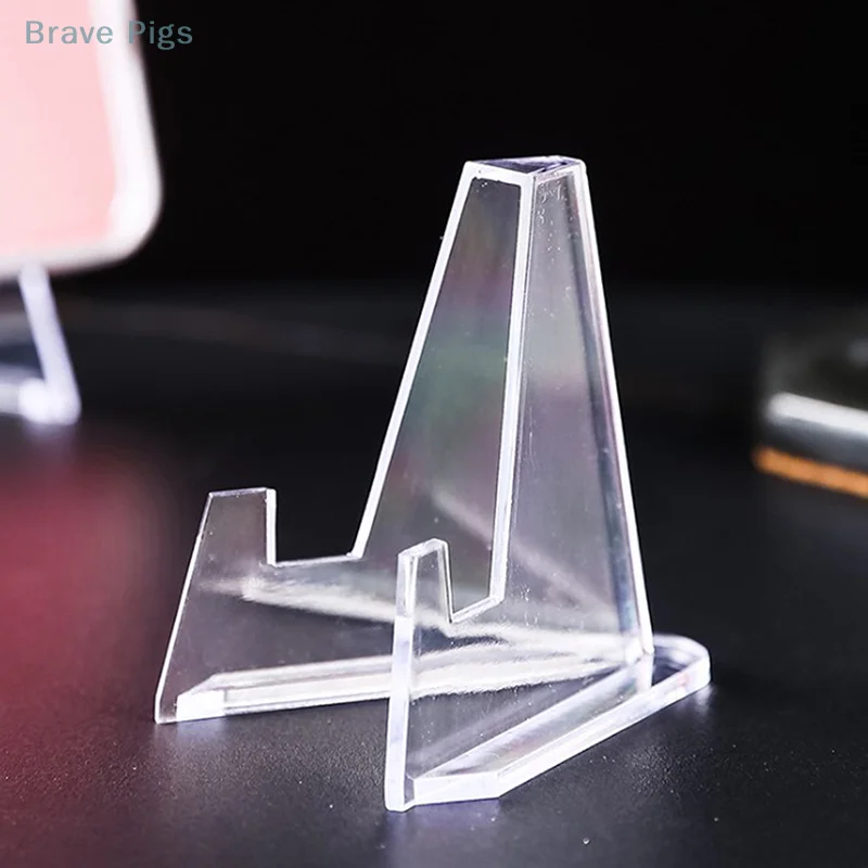 10Pcs Acrylic Stand Coin Display Easel Stand Small Shelf Collectible Game Card Holder Coin Capsule Badge Medal Holder