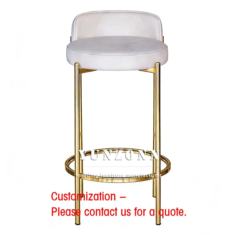 custom.Modern White Velvet Gold Stainless Steel Wedding Events Banquet Stool bar Chairs Restaurants