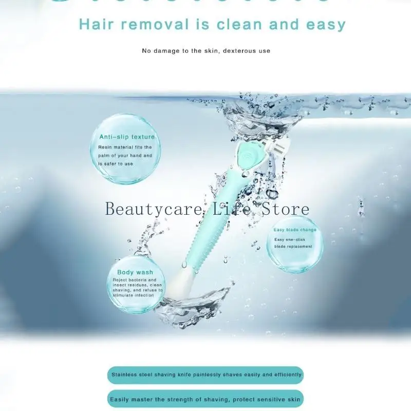 652C Womens 6 Layer Blade for Head Shaving for Razor with Non-Slip Handle 4 Replacement Cartridge Refills Hair Removal Tools - view 3