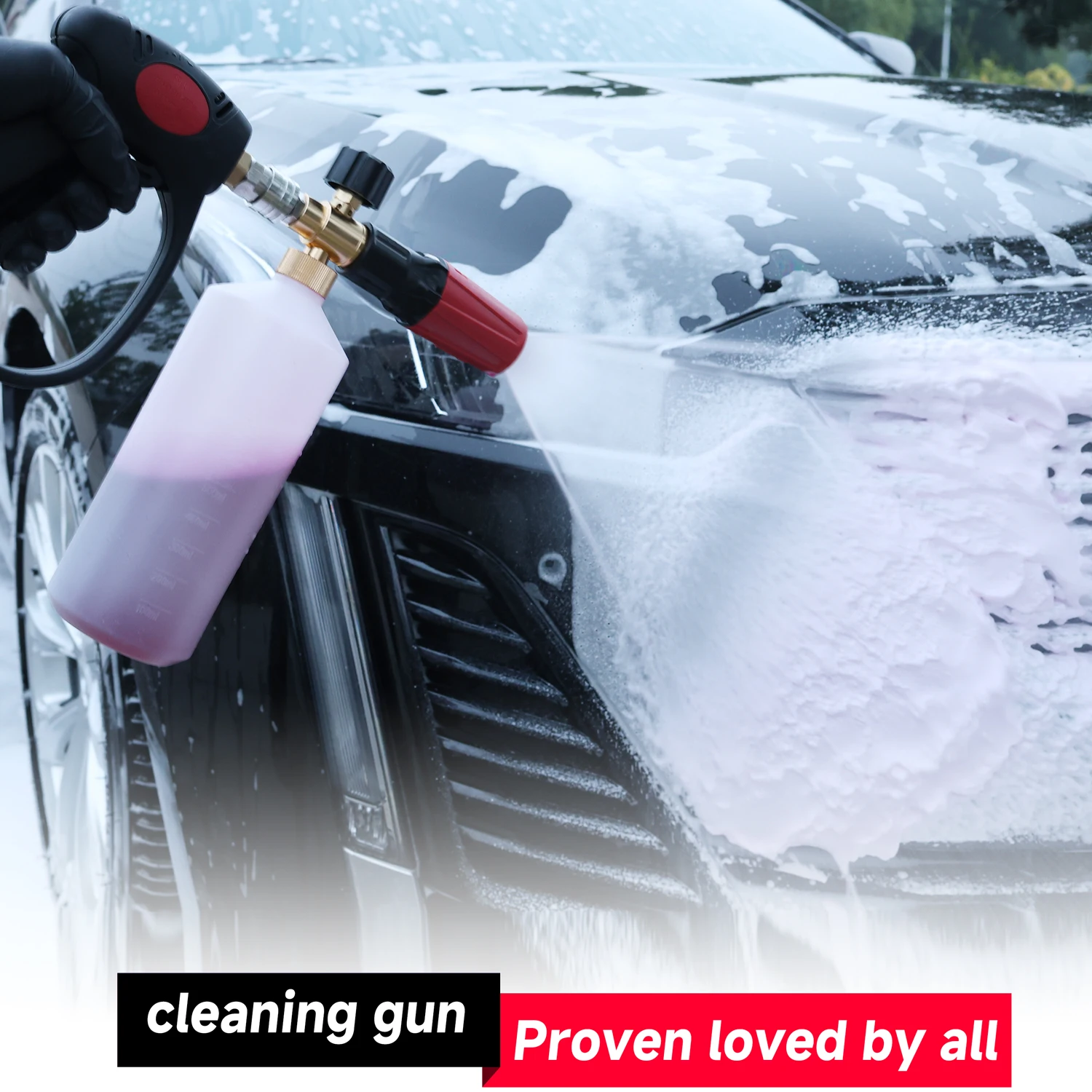 Black and red small diameter ROUE foam spray gun snow foam cannon is suitable for KARCHER, LAVOR, PARKSIDE, AR, BOSCH, M22-14mm