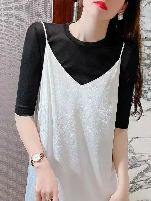Sexy Lace Mesh Base Shirt Thin Summer T-Shirt Women's Pure Desire White Knitted Hollow out Lace Top Korean Style Slim Fit