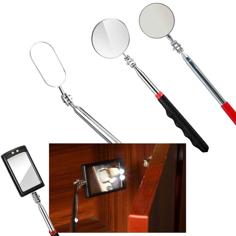 Telescoping Inspection Mirror Flexible Retractable LED Automotive Extension Dental Mirror Check Vehicle Observe Eyelashes Mouth