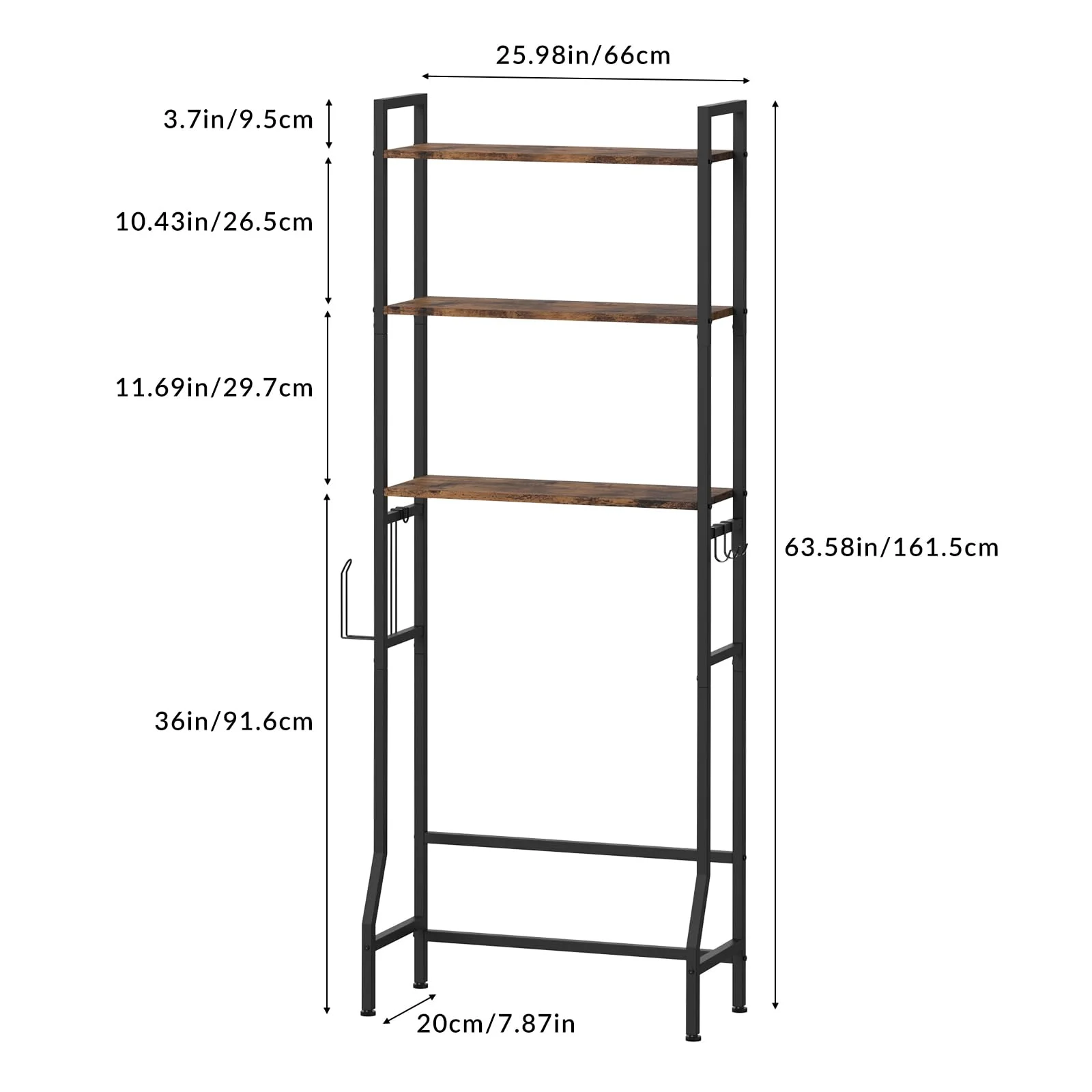 Over Toilet Storage,3-Tier Bathroom Shelf Storage Rack Freestanding Above Toilet Shelving for Restroom Behind, Laundry, Balcony