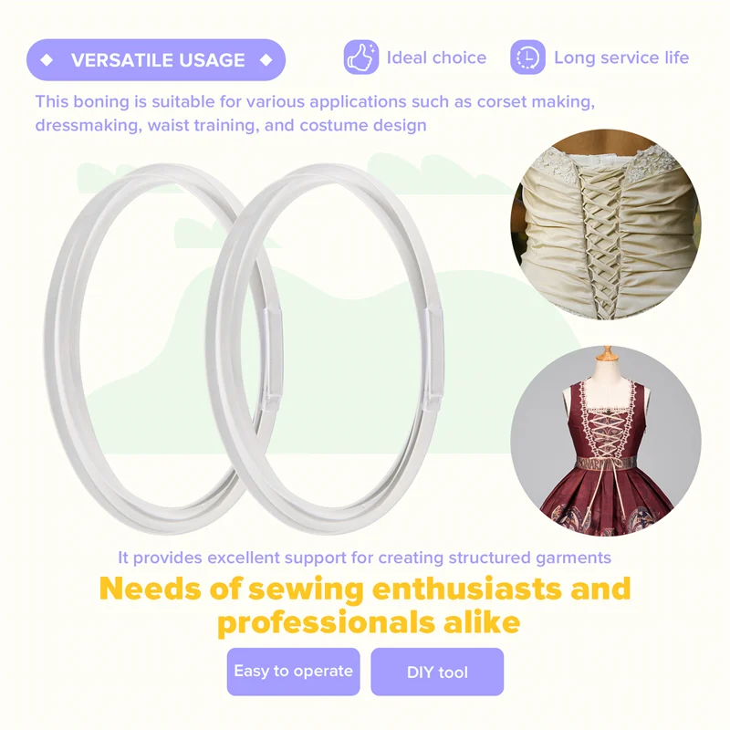 

A51M-Steel Boning For Sewing, White Spring Corset Boning For Making Dresses, Skirts, Corsets, Underwear (11 FT) Easy Install