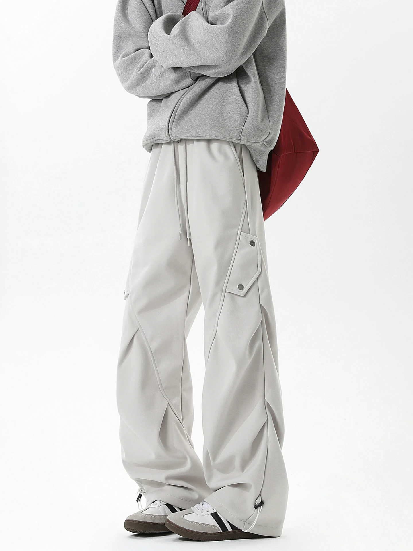 

Мужские спортивные брюки Wukong: модные американские прямые брюки с защипами, ретро-стиль, свободные, повседневные, широкие, длинные