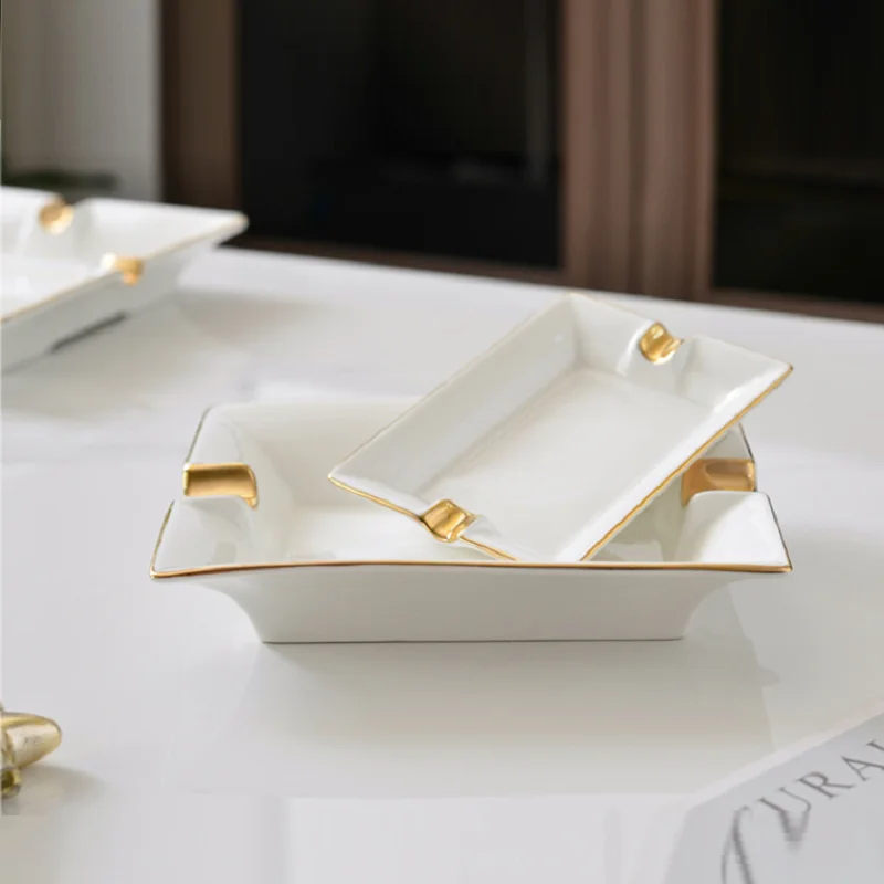 American bone china gold painted ashtray ceramic design household cigar creative luxury decoration